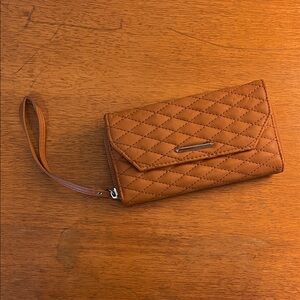 Quilted Brown Wristlet Wallet